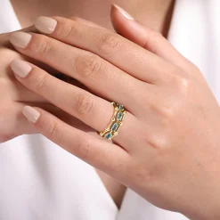 Clearance Gabriel & Co. 14K Yellow Gold Blue Topaz Easy Stackable Ring