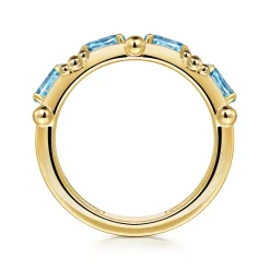 Clearance Gabriel & Co. 14K Yellow Gold Blue Topaz Easy Stackable Ring