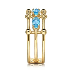 Clearance Gabriel & Co. 14K Yellow Gold Blue Topaz Easy Stackable Ring