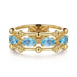 Clearance Gabriel & Co. 14K Yellow Gold Blue Topaz Easy Stackable Ring