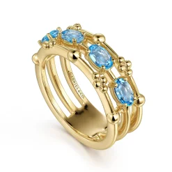 Clearance Gabriel & Co. 14K Yellow Gold Blue Topaz Easy Stackable Ring