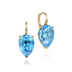 Clearance Gabriel & Co. 14K Yellow Gold Blue Topaz Flat Pear Earrings
