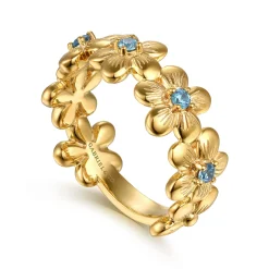 Outlet Gabriel & Co. 14K Yellow Gold Blue Topaz Flower Stackable
