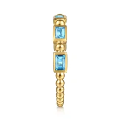 Clearance Gabriel & Co. 14K Yellow Gold Blue Topaz Geometric Stackable Ring