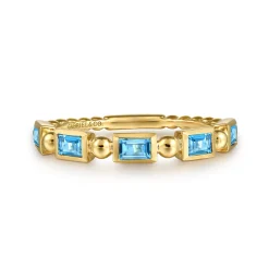 Clearance Gabriel & Co. 14K Yellow Gold Blue Topaz Geometric Stackable Ring