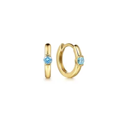 Outlet Gabriel & Co. 14K Yellow Gold Blue Topaz Huggie