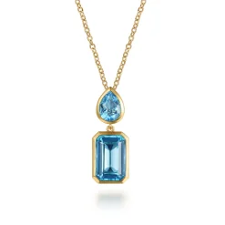 Clearance Gabriel & Co. 14K Yellow Gold Blue Topaz Pendant Necklace
