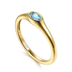 Gabriel & Co. 14K Yellow Gold Blue Topaz Signet Ring