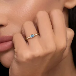 Gabriel & Co. 14K Yellow Gold Blue Topaz Signet Ring
