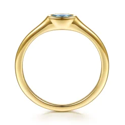 Gabriel & Co. 14K Yellow Gold Blue Topaz Signet Ring