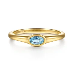 Gabriel & Co. 14K Yellow Gold Blue Topaz Signet Ring