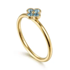 Discount Gabriel & Co. 14K Yellow Gold Blue Topaz Stackable Ring