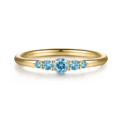 Sale Gabriel & Co. 14K Yellow Gold Blue Topaz Stackable Ring