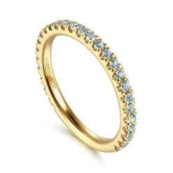 Hot Gabriel & Co. 14K Yellow Gold Blue Topaz Stacklable Ring