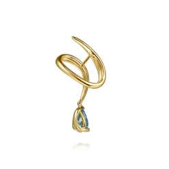 Outlet Gabriel & Co. 14K Yellow Gold Blue Topaz Stud Drop Earrings