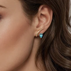 Sale Gabriel & Co. 14K Yellow Gold Blue Topaz Stud Earrings