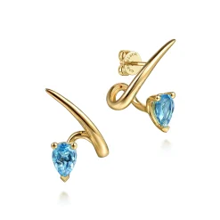 Sale Gabriel & Co. 14K Yellow Gold Blue Topaz Stud Earrings