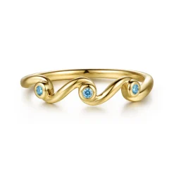 Outlet Gabriel & Co. 14K Yellow Gold Blue Topaz Twist Stackable Ring