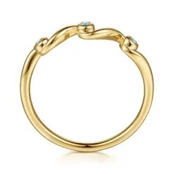 Outlet Gabriel & Co. 14K Yellow Gold Blue Topaz Twist Stackable Ring