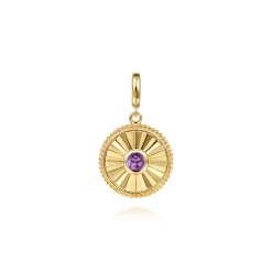 Clearance Gabriel & Co. 14K Yellow Gold Bujukan Amethyst Medallion Pendant With Detachable Bail