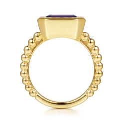 Sale Gabriel & Co. 14K Yellow Gold Bujukan and Amethyst Stackable Ring