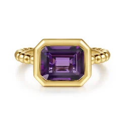 Sale Gabriel & Co. 14K Yellow Gold Bujukan and Amethyst Stackable Ring