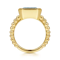 Discount Gabriel & Co. 14K Yellow Gold Bujukan and Aquamarine Stackable Ring