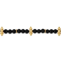 Discount Gabriel & Co. 14K Yellow Gold Bujukan and Black Onyx Spike Station Bead Bracelet