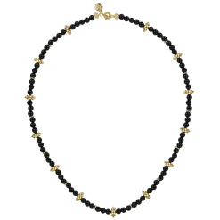 Clearance Gabriel & Co. 14K Yellow Gold Bujukan and Black Onyx Spike Station Bead Necklace
