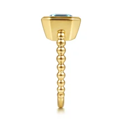 Gabriel & Co. 14K Yellow Gold Bujukan and Blue Topaz Stackable Ring
