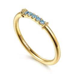 Clearance Gabriel & Co. 14K Yellow Gold Bujukan and Blue Topaz Stackable Ring