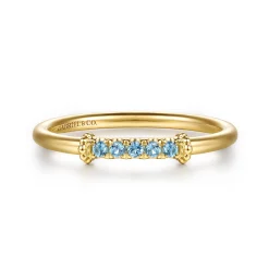 Clearance Gabriel & Co. 14K Yellow Gold Bujukan and Blue Topaz Stackable Ring
