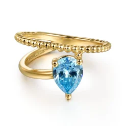 Online Gabriel & Co. 14K Yellow Gold Bujukan And Blue Topaz Bypass Ring