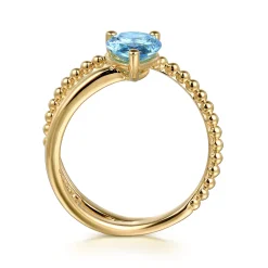 Online Gabriel & Co. 14K Yellow Gold Bujukan And Blue Topaz Bypass Ring
