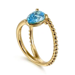 Online Gabriel & Co. 14K Yellow Gold Bujukan And Blue Topaz Bypass Ring