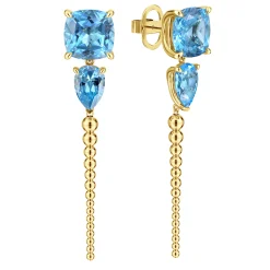 Clearance Gabriel & Co. 14K Yellow Gold Bujukan and Blue Topaz Stud Drop Earrings