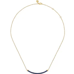 New Gabriel & Co. 14K Yellow Gold Bujukan and Blue Sapphire Bar Necklace