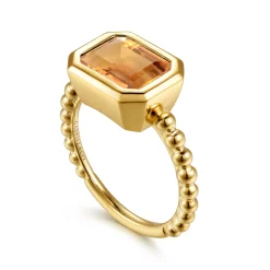 Clearance Gabriel & Co. 14K Yellow Gold Bujukan and Citrine Stackable Ring