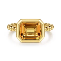 Clearance Gabriel & Co. 14K Yellow Gold Bujukan and Citrine Stackable Ring