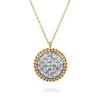 New Gabriel & Co. 14K Yellow Gold Bujukan and Diamond Pave Pendant Necklace