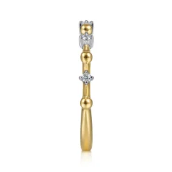 Best Gabriel & Co. 14K Yellow Gold Bujukan and Diamond Station Alternating Ring