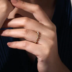 Best Gabriel & Co. 14K Yellow Gold Bujukan and Diamond Station Alternating Ring