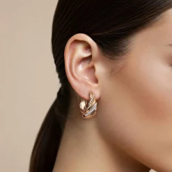 Hot Gabriel & Co. 14K Yellow Gold Bujukan and Diamond Intricate Hoop Earrings