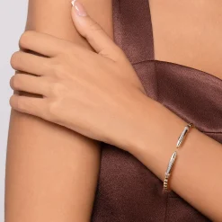Hot Gabriel & Co. 14K Yellow Gold Bujukan and Diamond Spike Open Bangle Bracelet