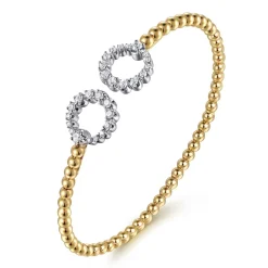 Discount Gabriel & Co. 14K Yellow Gold Bujukan and Diamond Circle Open Bangle Bracelet