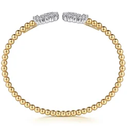 Discount Gabriel & Co. 14K Yellow Gold Bujukan and Diamond Circle Open Bangle Bracelet