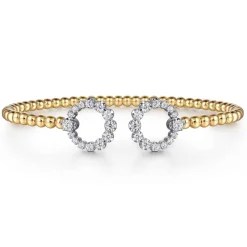 Discount Gabriel & Co. 14K Yellow Gold Bujukan and Diamond Circle Open Bangle Bracelet