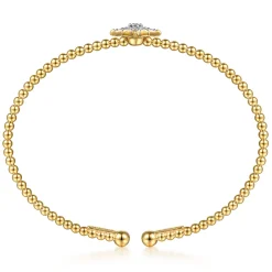 Discount Gabriel & Co. 14K Yellow Gold Bujukan and Diamond Starburst Split Bangle Bracelet