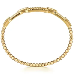 Outlet Gabriel & Co. 14K Yellow Gold Bujukan and Diamond Cut Link Bangle Bracelet