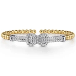 Clearance Gabriel & Co. 14K Yellow Gold Bujukan and Diamond Spike Open Bangle Bracelet